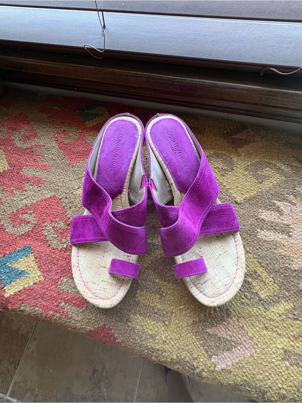 Donald J. Pliner Fuchsia Suede Slip-On Wedge Sandals